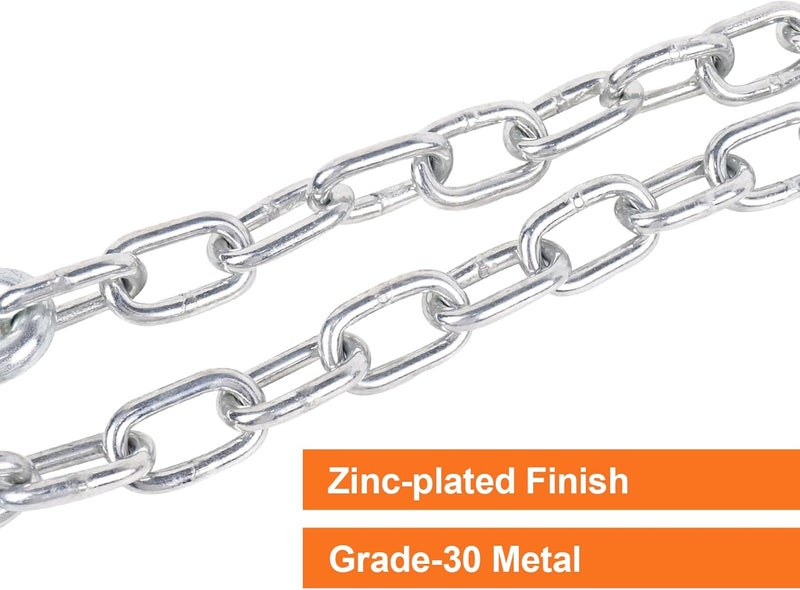 TeukRiGa 3/16" x 48" Grade 30 Steel Boat Trailer Safety Chain with Spring Clip Hooks 3500 lbs, 2 Pcs (3/16" x 48") - Image 3